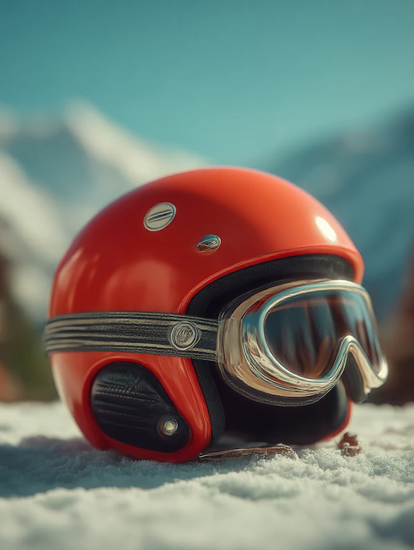 Red Helmet on Snow