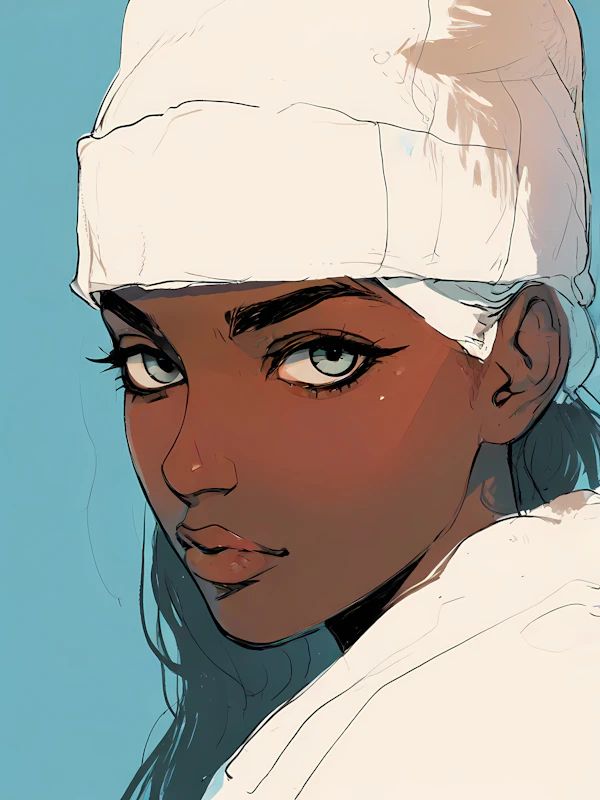 Portrait Illustration with Green Eyes