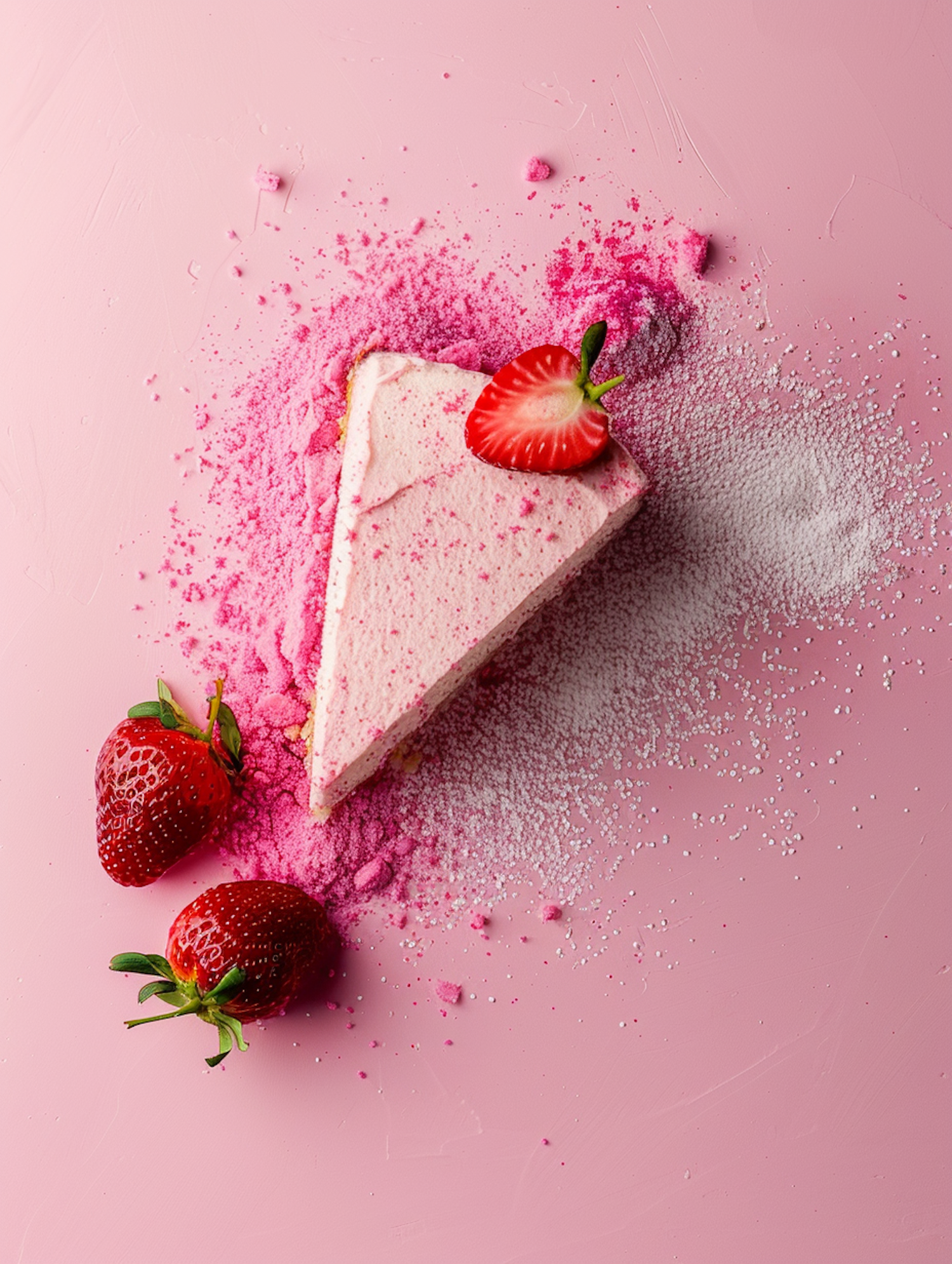 Vibrant Pink Cheesecake with Strawberries