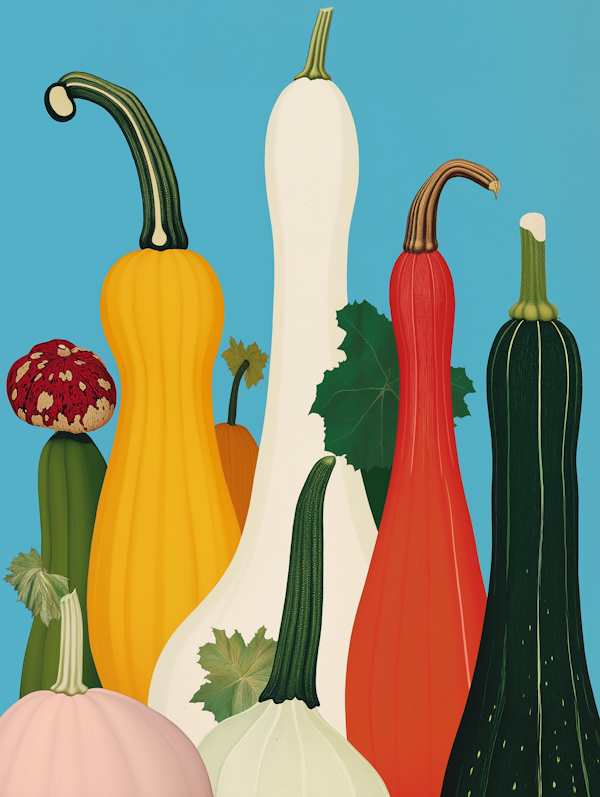 Colorful Gourds and Squashes