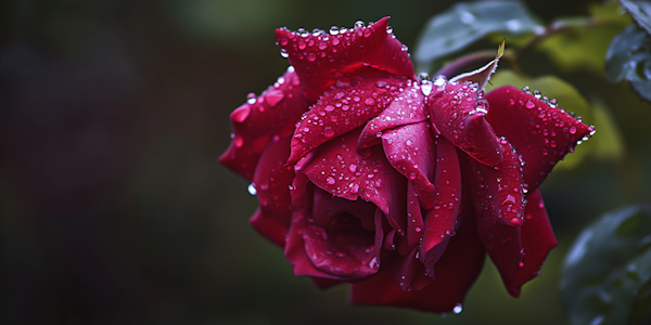 Close-up of a Dewy Red Rose