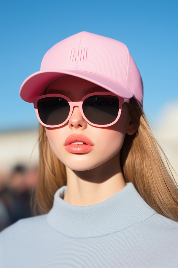 Person in Pink Cap and Sunglasses