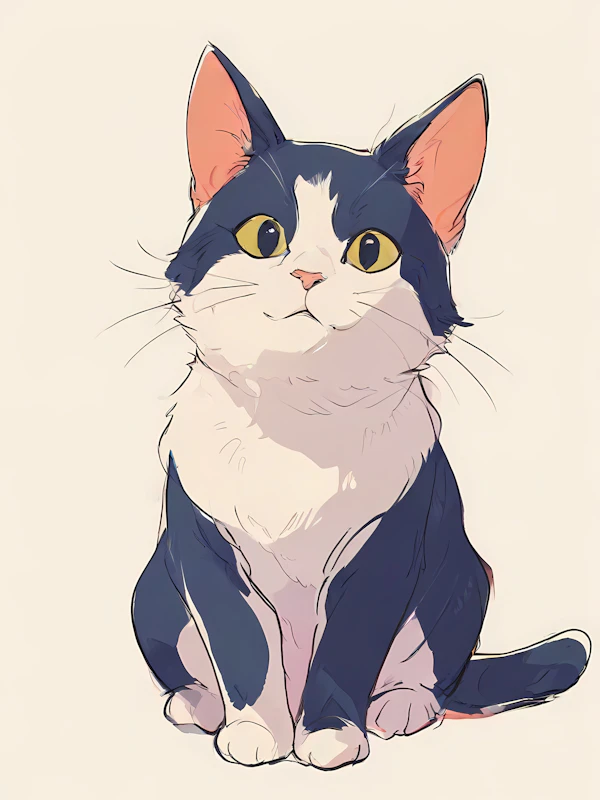 Tuxedo Cat Illustration