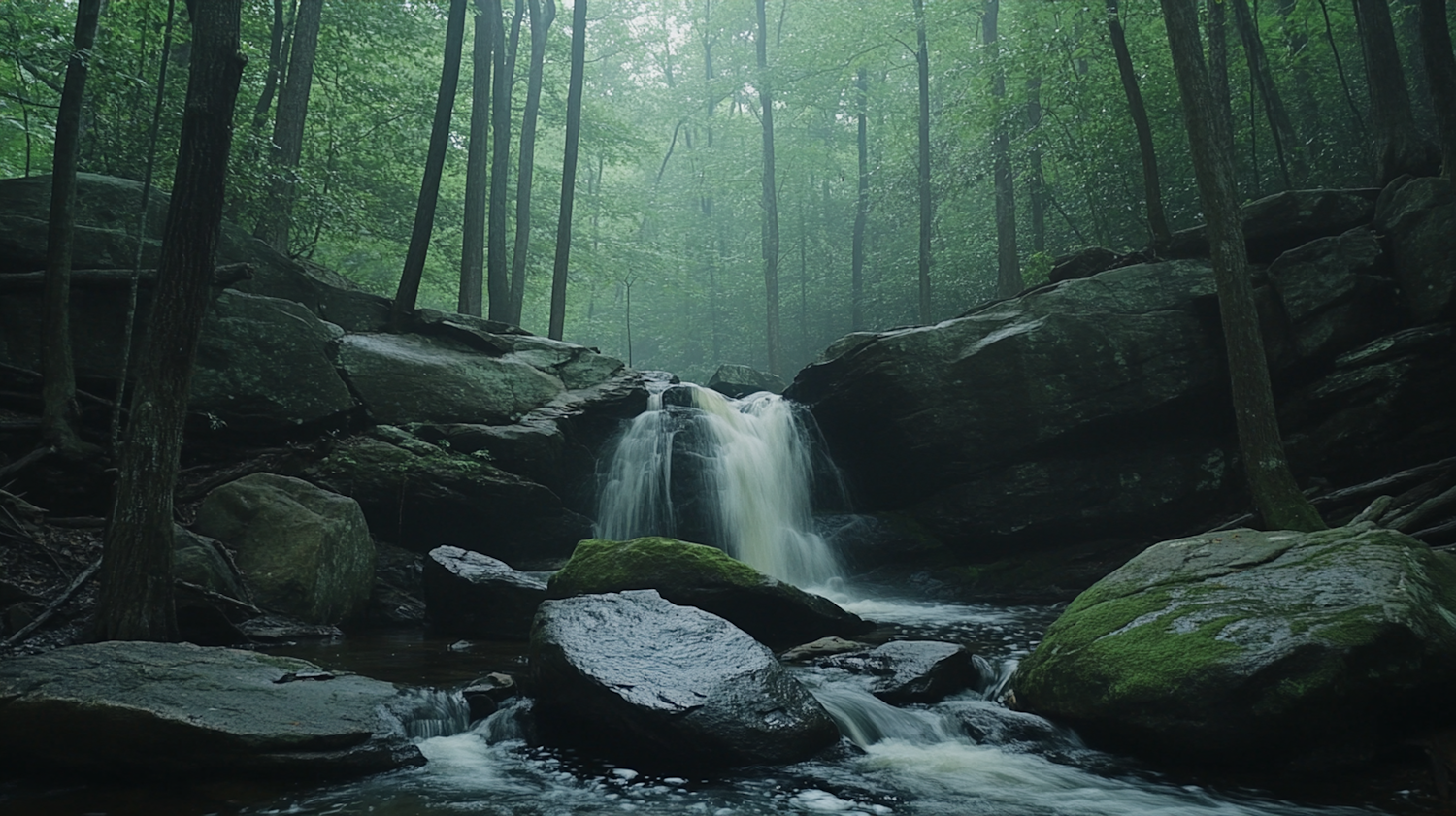 Serene Forest Waterfall