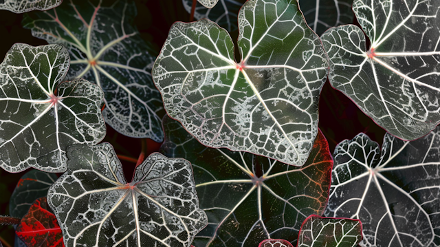 Heart-Shaped Leaves with White Veins