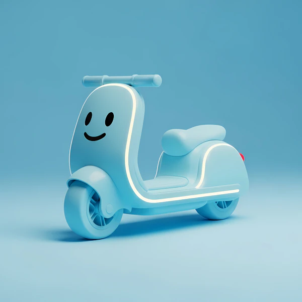 Whimsical Blue Scooter