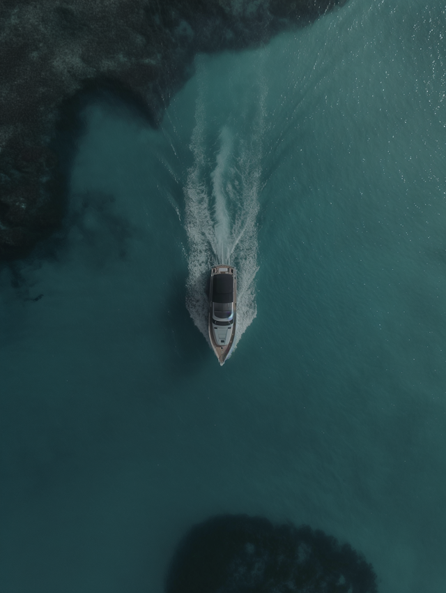 Solitary Boat on Turquoise Water