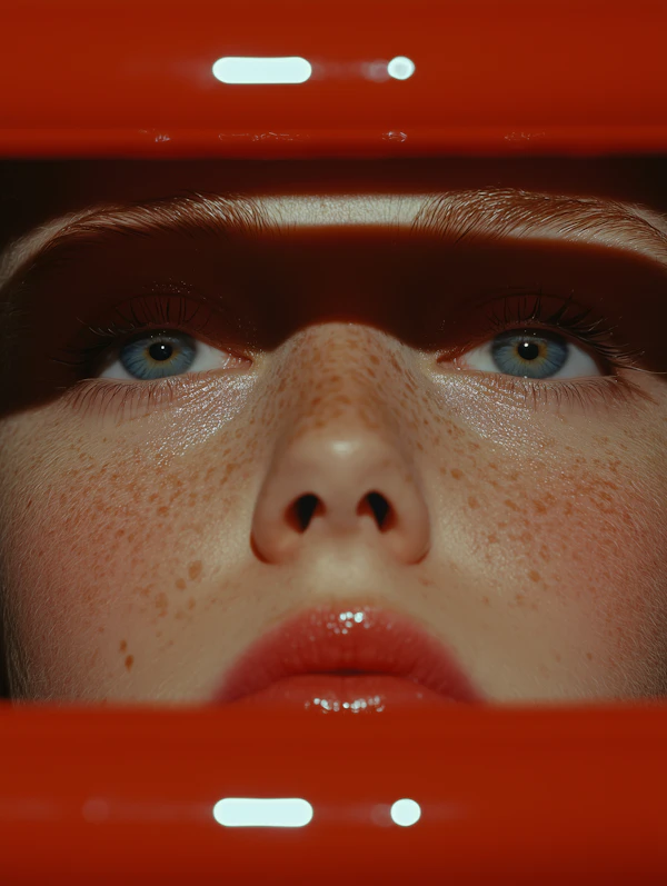 Close-up Portrait with Red Bar