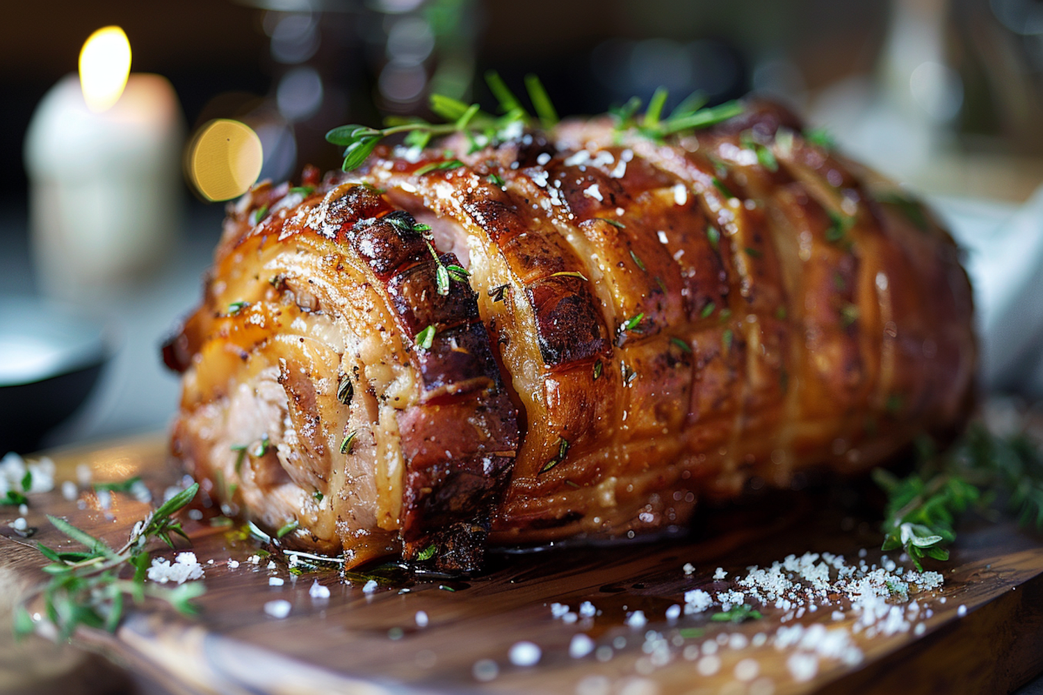 Roasted Meat Entrée with Bacon and Herbs