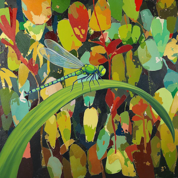 Dragonfly On Leaf Art
