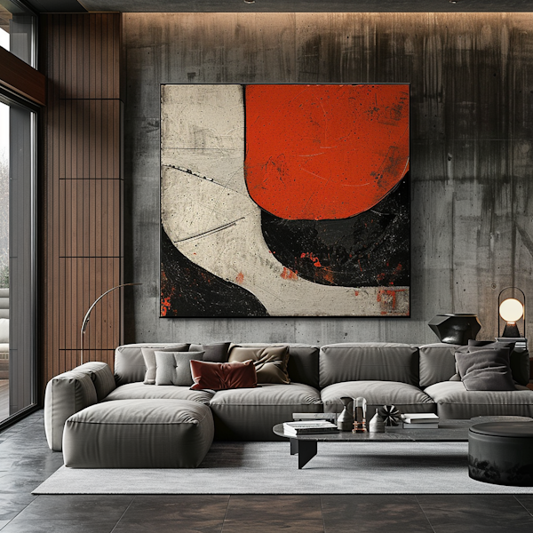 Modern Living Room with Abstract Artwork