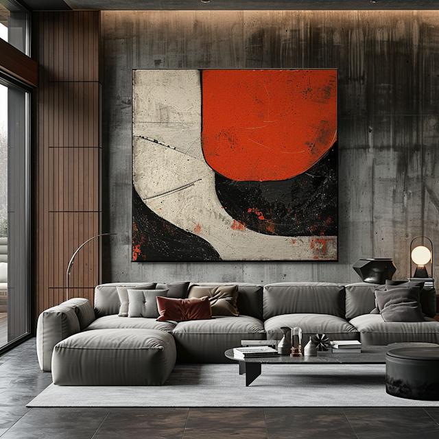 Modern Living Room with Abstract Artwork