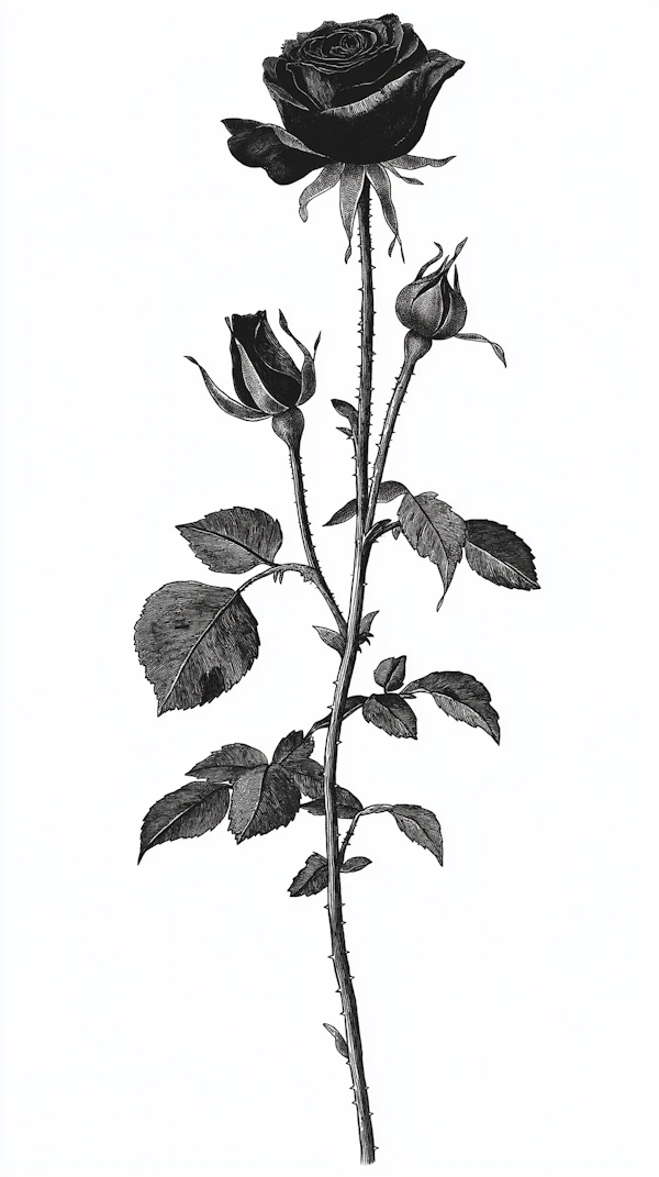Botanical Rose Drawing