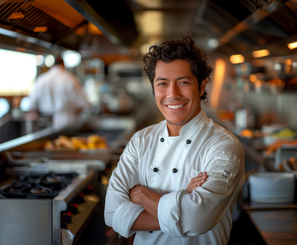 Cheerful Young Male Chef in Kitchen