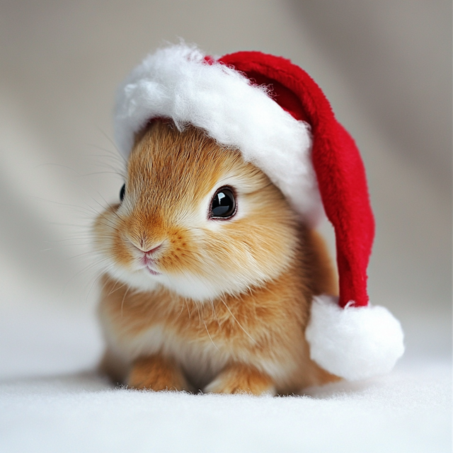 Festive Rabbit with Santa Hat