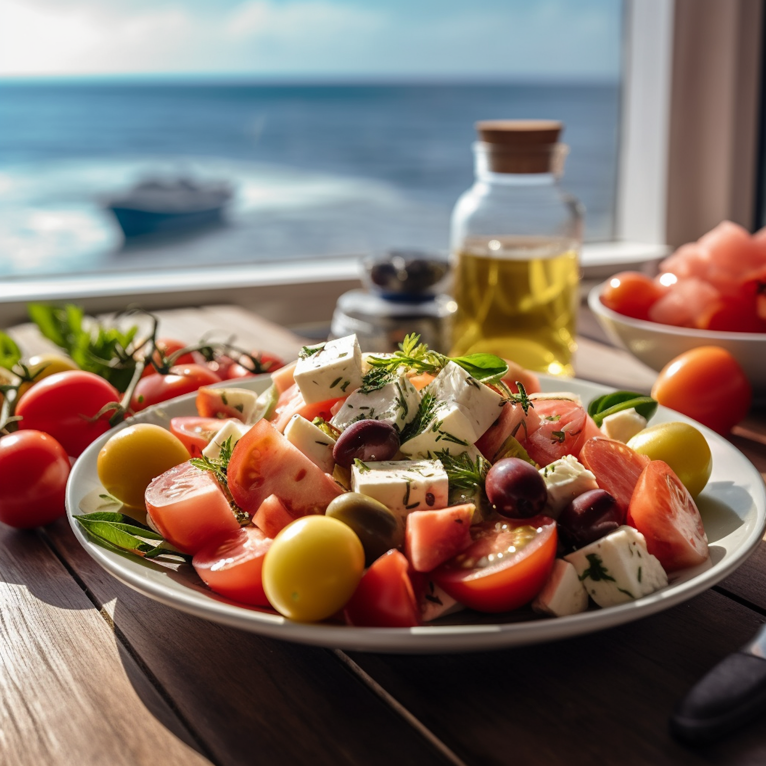 Vibrant Greek Salad by the Sea