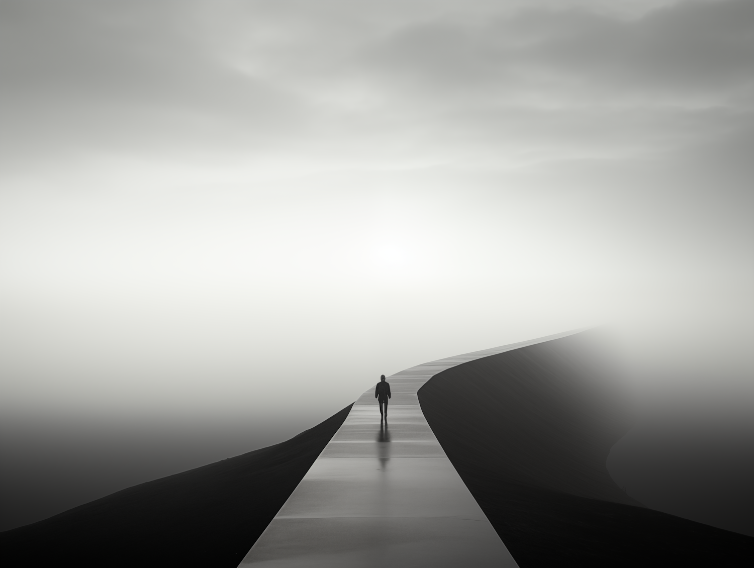Solitary Figure in a Foggy Abstract Landscape