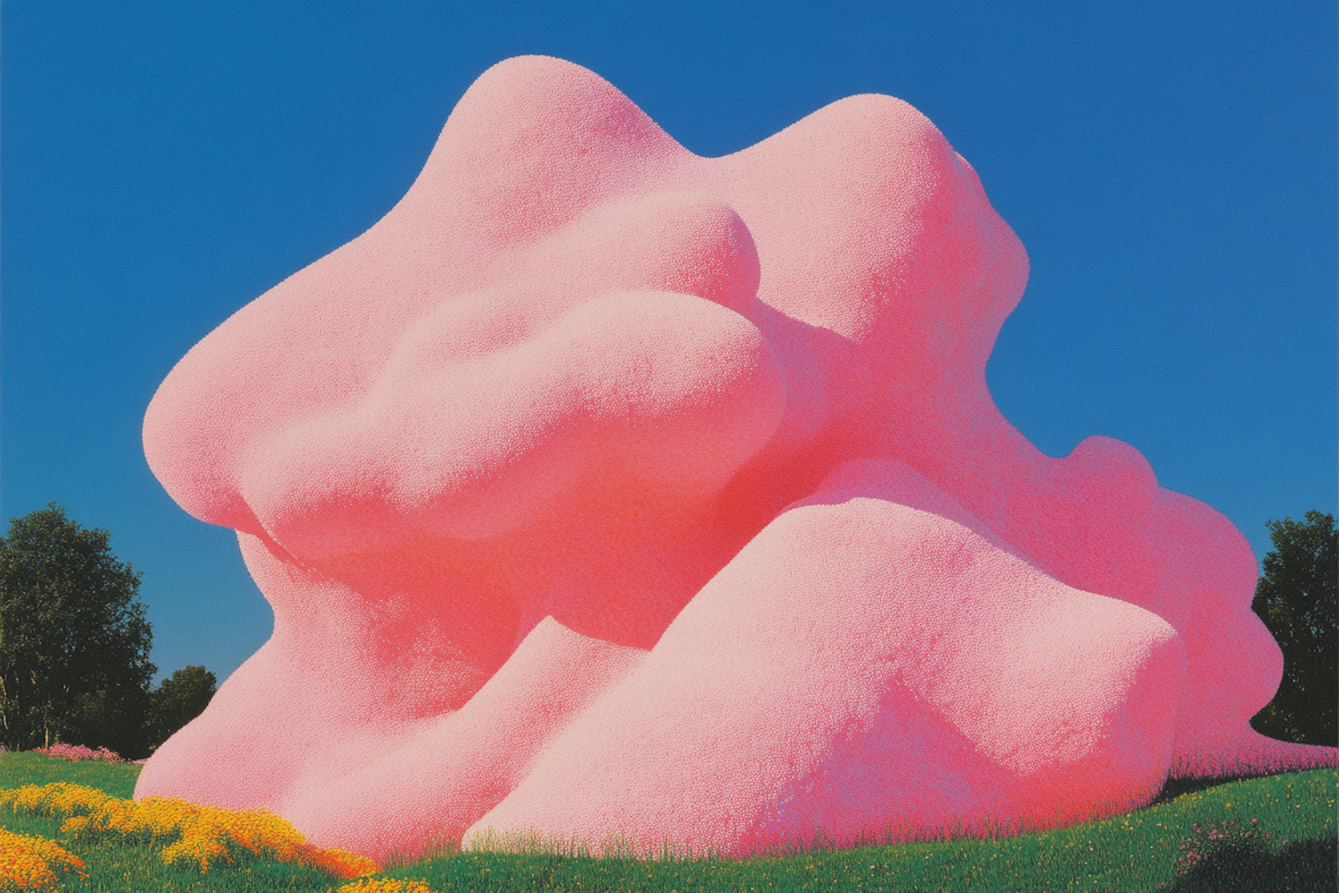 Abstract Pink Structure in Landscape