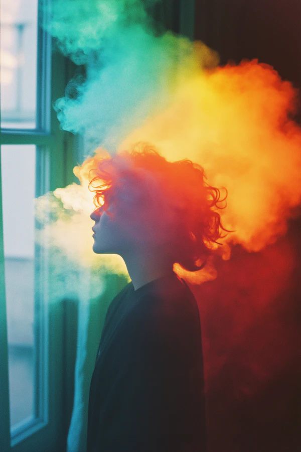 Silhouette in Swirling Colors