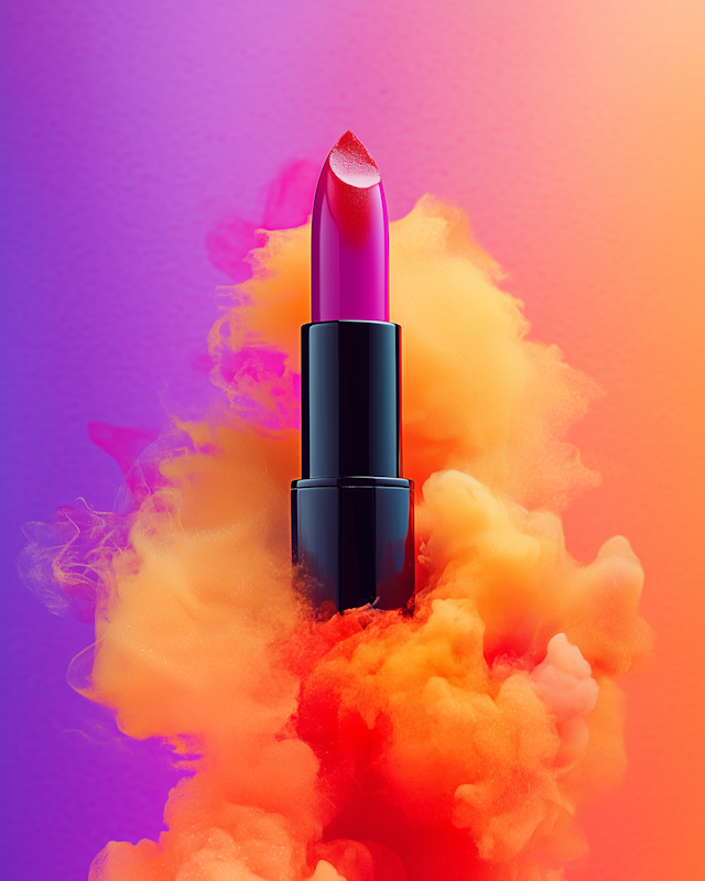 Vibrant Lipstick Against Dynamic Background