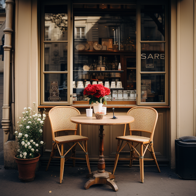 European Charm Café with Rose Centerpiece