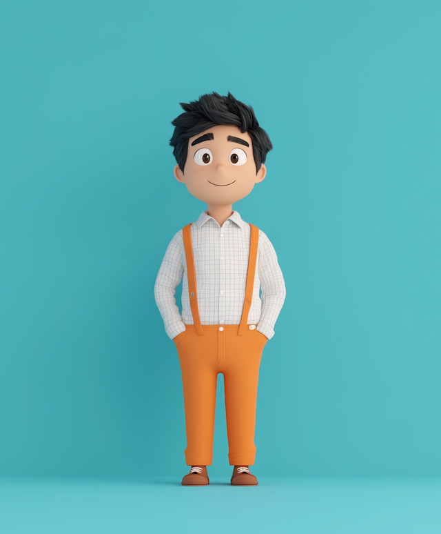 Cheerful Animated Boy Character