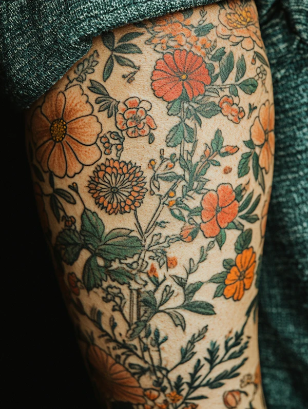 Floral Tattoo Close-Up