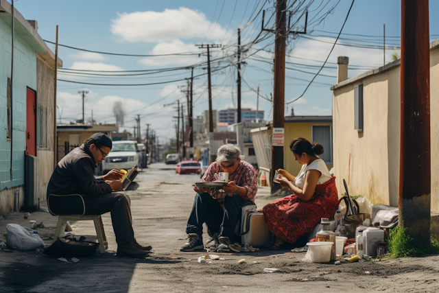 Alleyway Repast in Urban Shadows