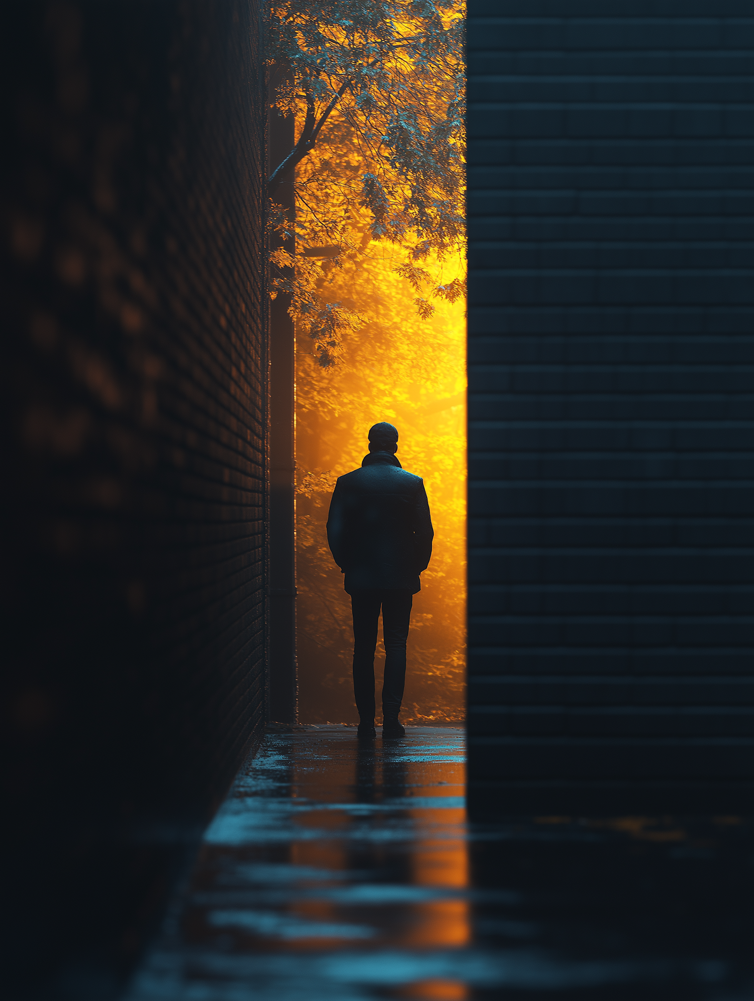 Solitary Figure in Alleyway