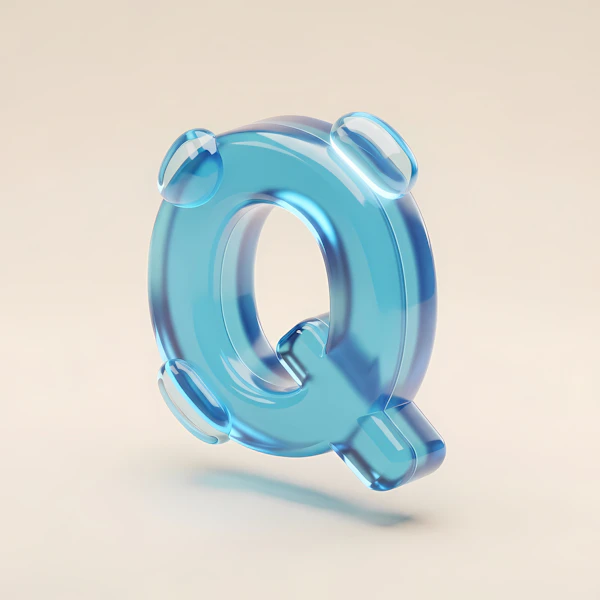 Glossy Blue Letter Q