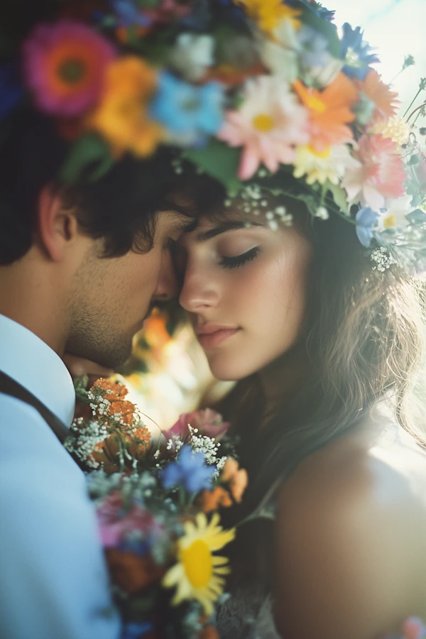 Tender Moment with Floral Crown