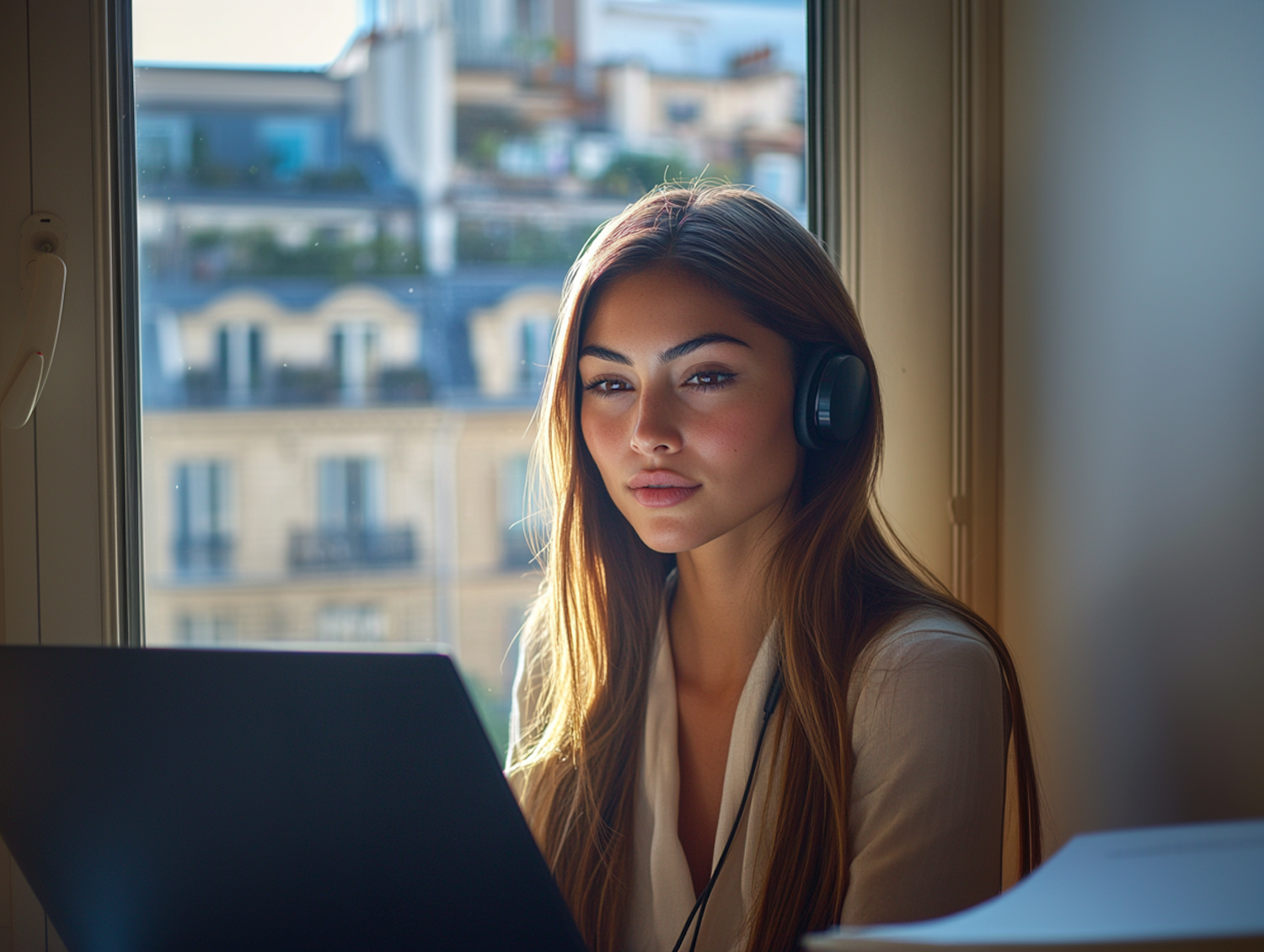 Young Woman Working by Window