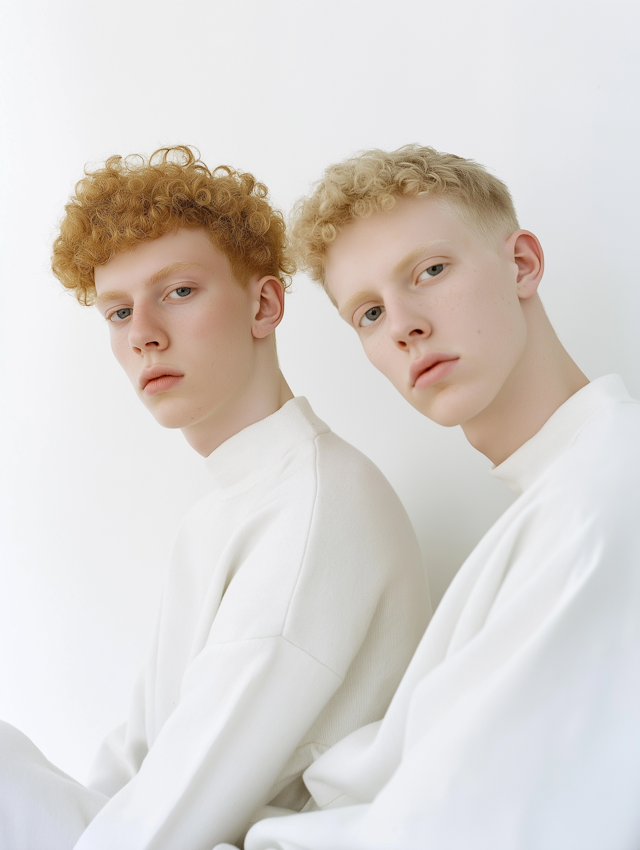 Two Young Individuals in White Tops