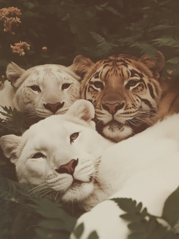 Tigers in Forest Scene