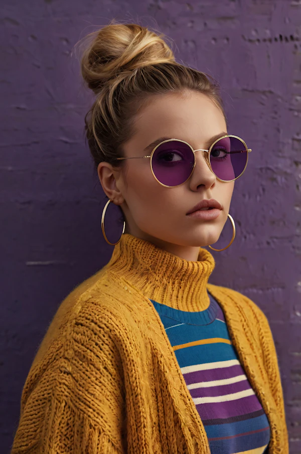 Stylish Woman with Purple Sunglasses