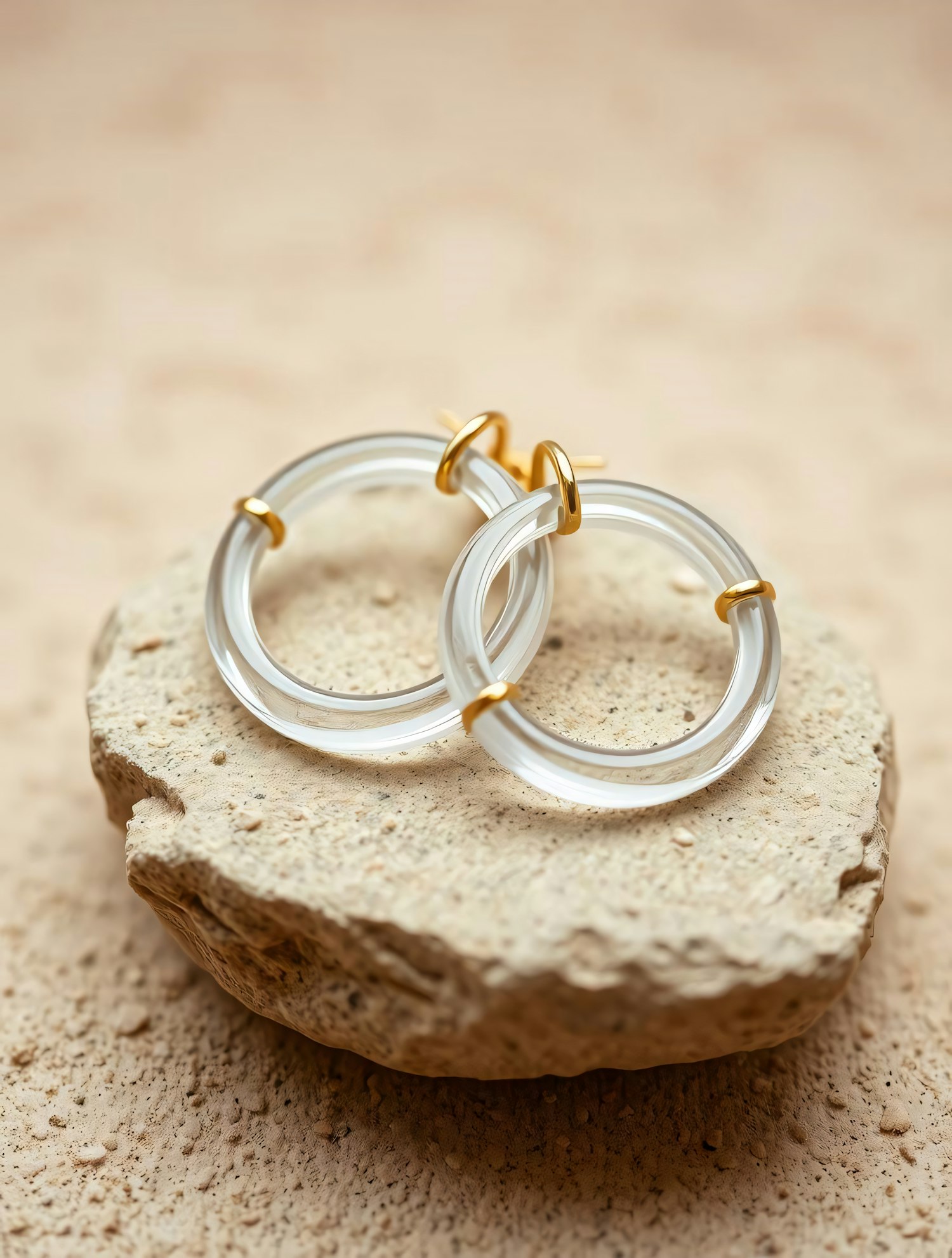 Elegant Hoop Earrings on Stone