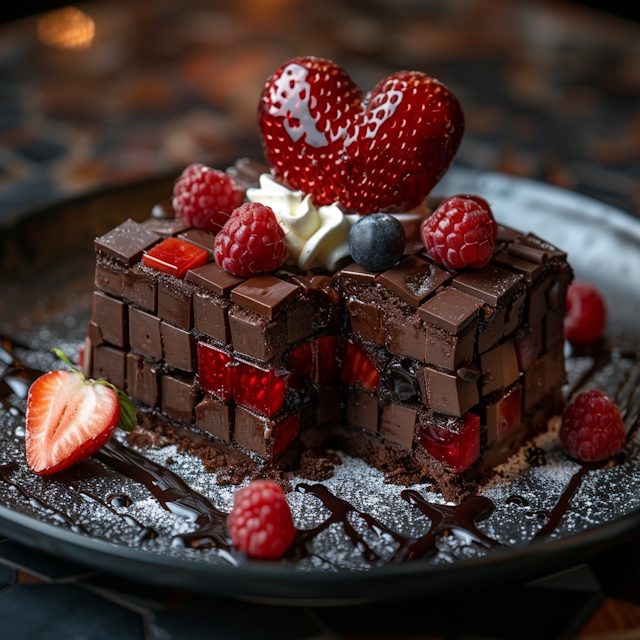 Elegant Chocolate Cake with Berries