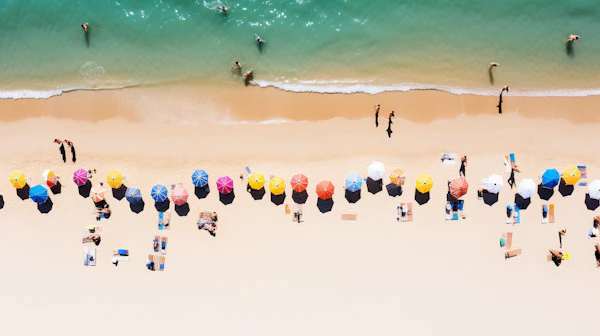 Colorful Beach Umbrella Lineup