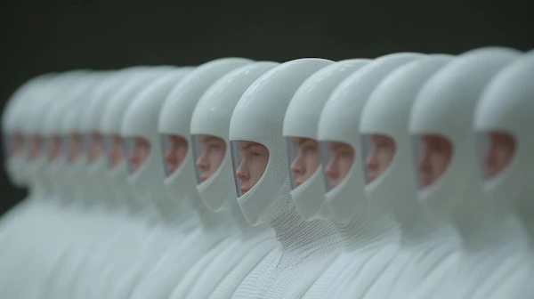 Uniformed Individuals in White Helmets
