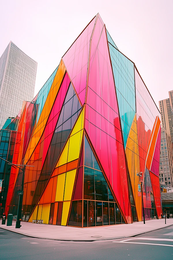 Vibrant Multicolored Glass Facade Building
