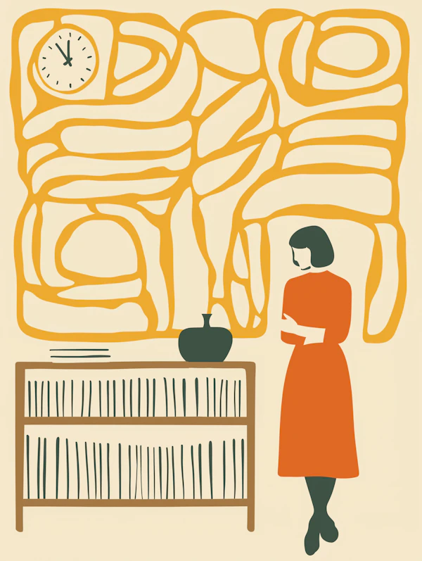 Woman by Bookshelf
