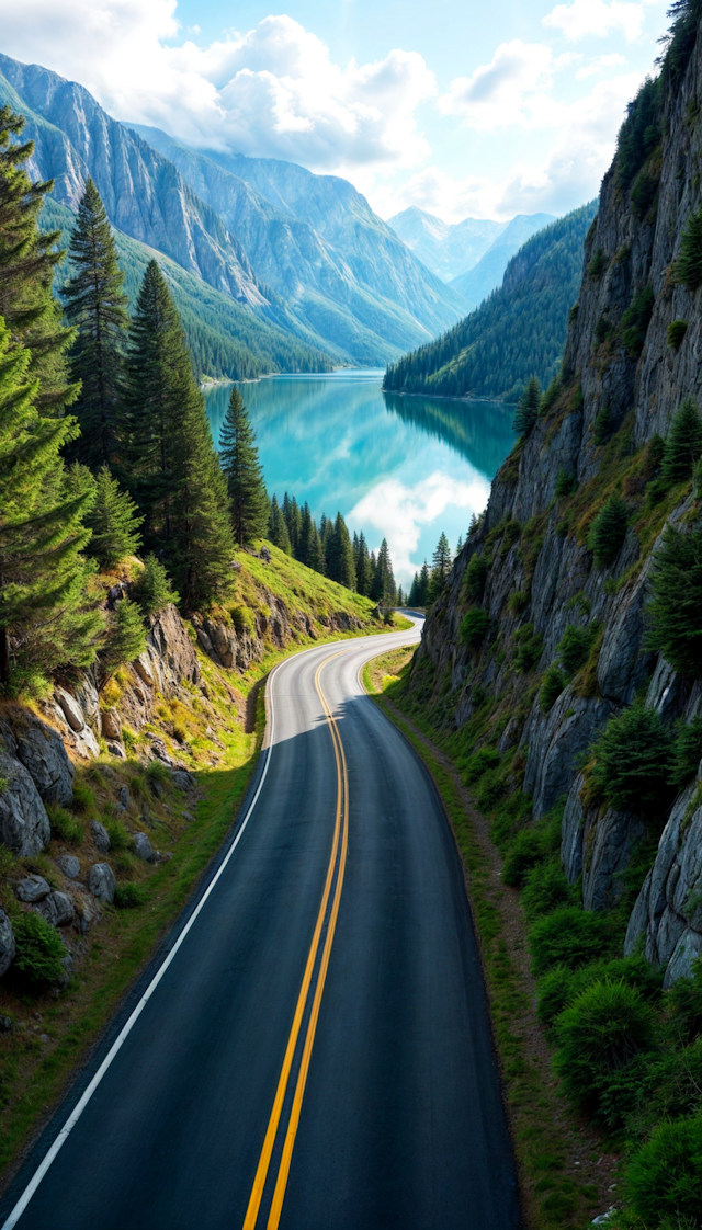 Mountain Road and Lake