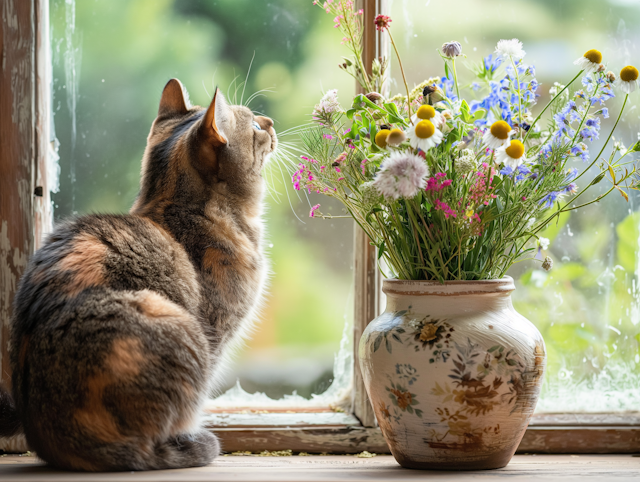 Tranquil Cat by the Window