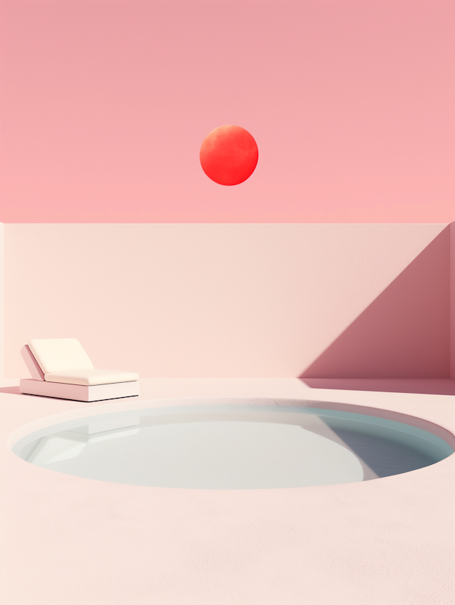 Minimalist Pastel Pool Scene