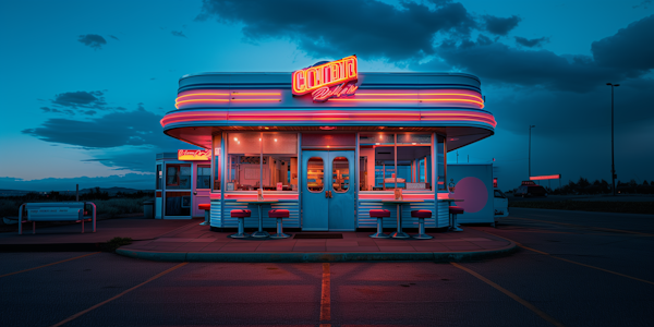 Retro American Diner at Twilight