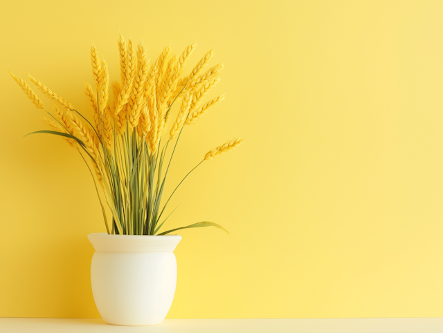 Golden Wheat Stalks in White Vase