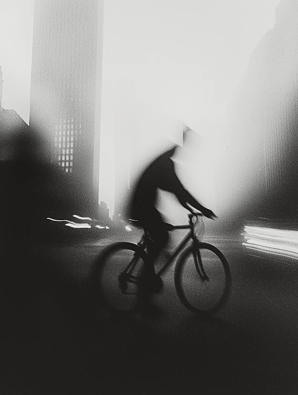 Silhouette of Cyclist in Urban Setting