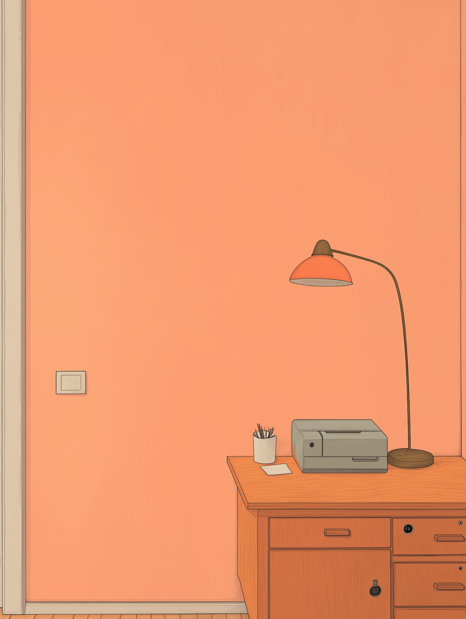 Minimalist Workspace with Soft Colors