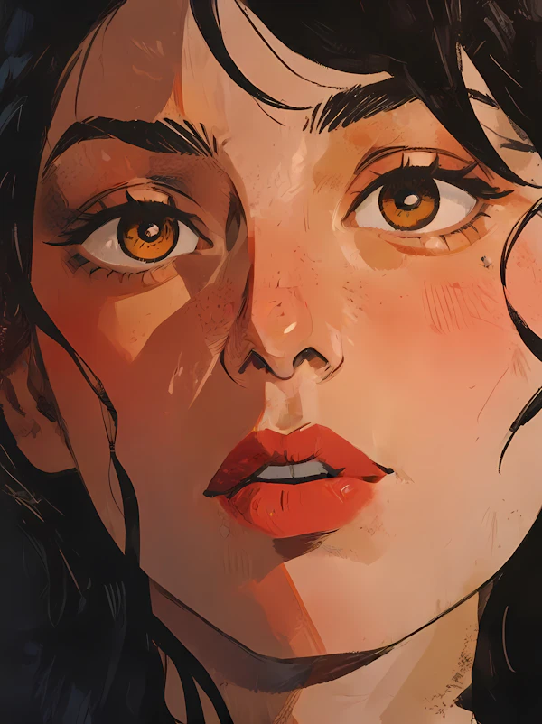 Expressive Woman's Face Illustration