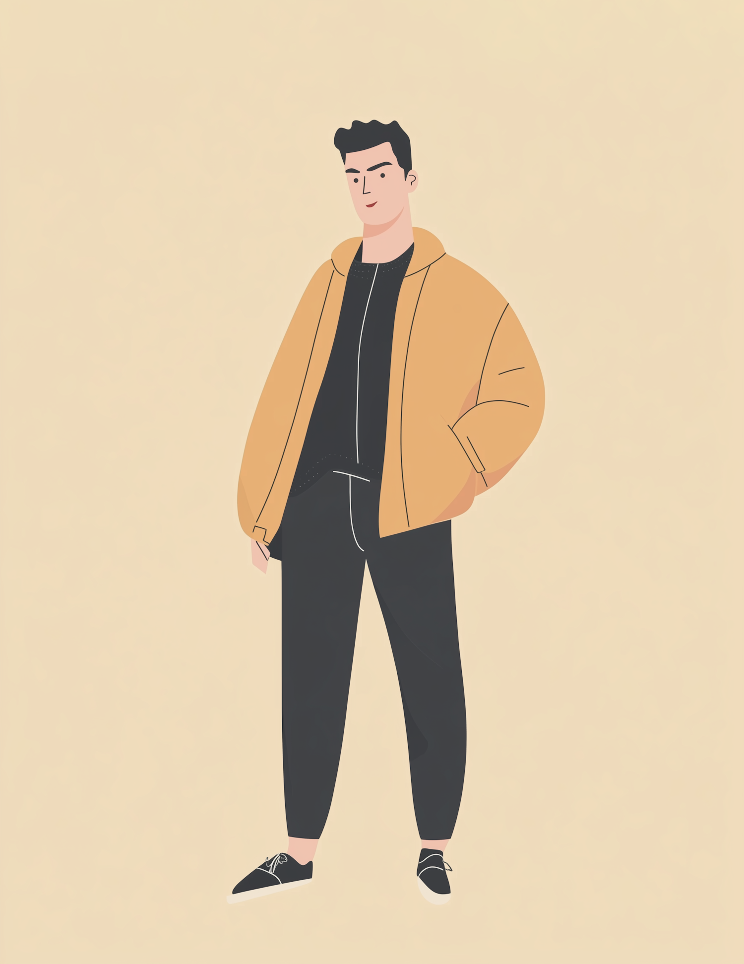 Stylized Fashion Illustration of a Young Man